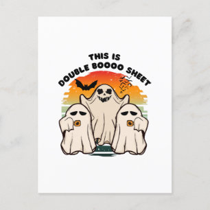 Carte Postale Déguisement de fantôme d'Halloween drôle Boo