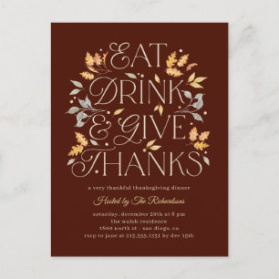 Carte Postale Dégustez Un Verre Merci Thanksgiving Diner Party
