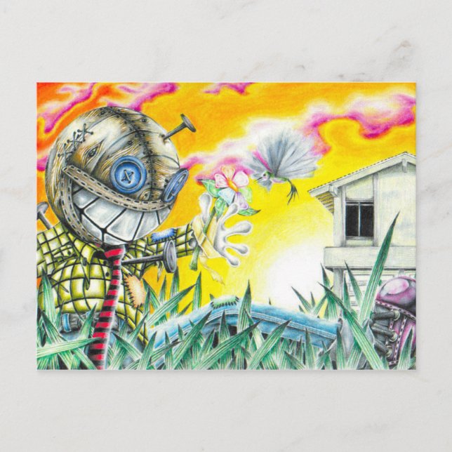 Carte Postale Deja Vudoo - Cute Colorée Pin Cushion Doll Art (Devant)