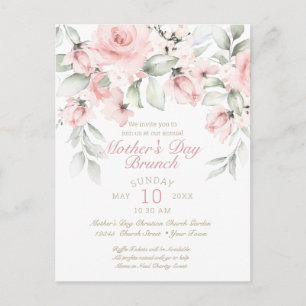 Carte Postale Déjeuner de la Fête des mères Roses roses blanches