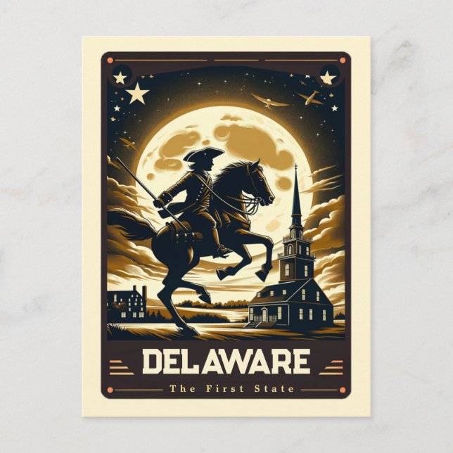 Carte Postale Delaware | Esprit patriotique Vintage (Devant)
