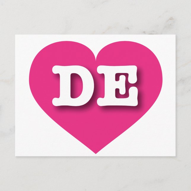 Carte Postale Delaware Hot Pink Heart - J'aime DE (Devant)