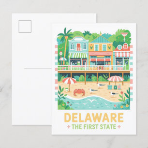 Carte Postale Delaware Premier Etat USA Summer Travel