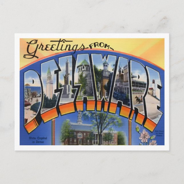 Carte postale Delaware Vintage Big Letters (Devant)