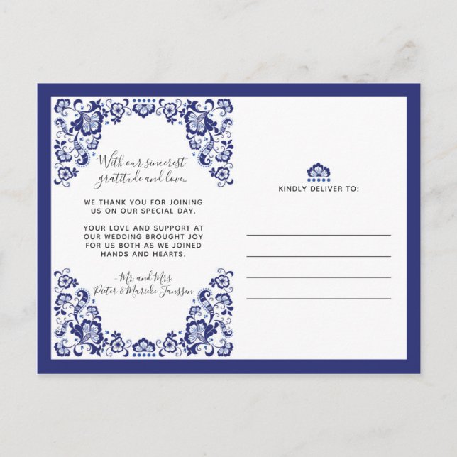 Carte Postale Delfts Blauw | Delft Blue Merci photo simple (Devant)
