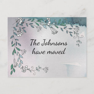 Carte Postale Délicat Floral Wreath Mauve Nouvelle adresse