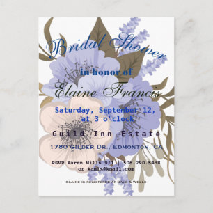 Carte Postale Délicate Fête de Mariage à l'aquarelle Anémone Lav