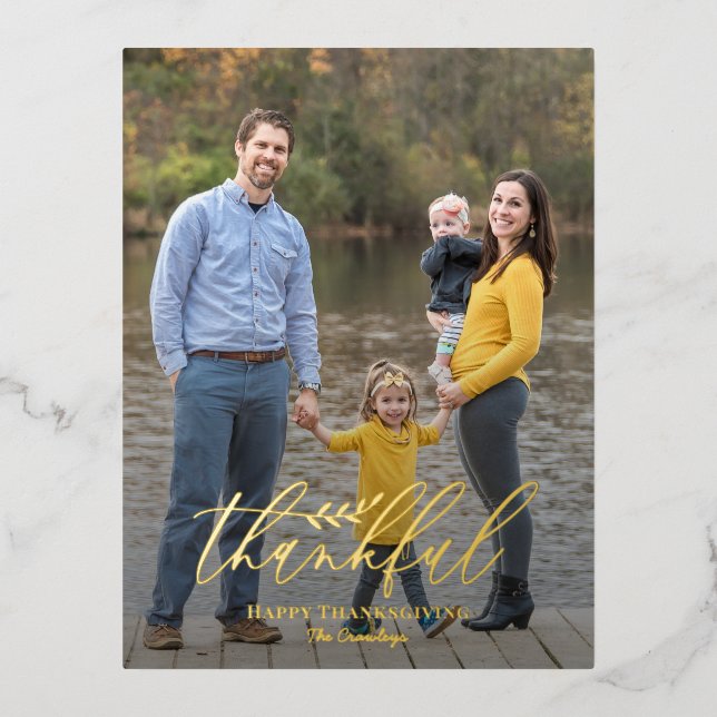 Carte Postale Delicic Branch Foil Photo Thanksgivi (Recto)