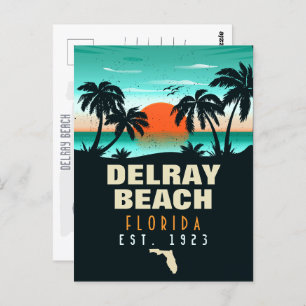 Carte Postale Delray Beach Floride Retro Sunset Souvenirs 60 ans