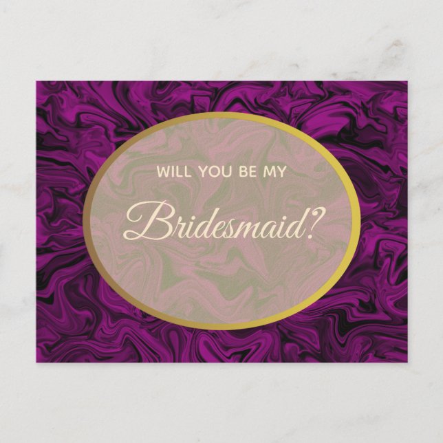 Carte Postale Demande simple en violet pour demoiselle d'honneur (Devant)
