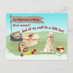 Carte Postale Déménager Golden Retriever Chien jouets Notre nouv
