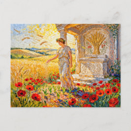 Carte Postale Demeter Sowing Grain by Field Altar Among Poppies 