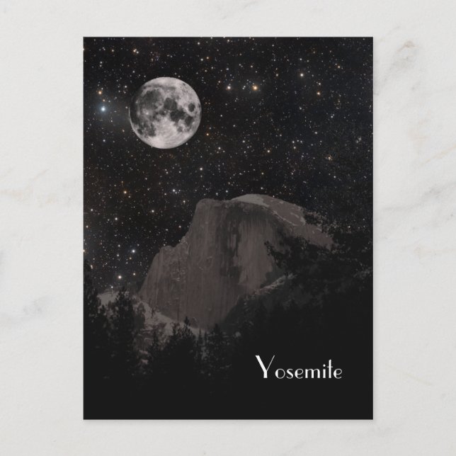 Carte Postale Demi-dôme de Yosemite par nuit (Devant)