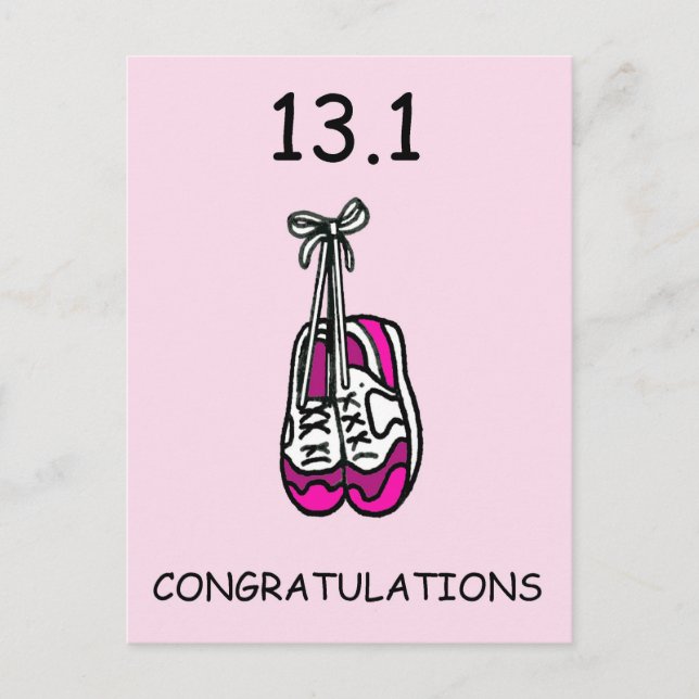 Carte Postale Demi-Marathon Félicitations pour Elle. (Devant)