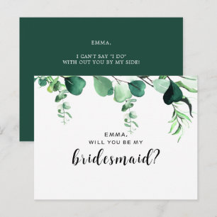 Carte Postale Demoiselle d'honneur feuillage d'eucalyptus vert s