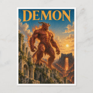 Carte Postale Démon, monstre de fantasy gothique