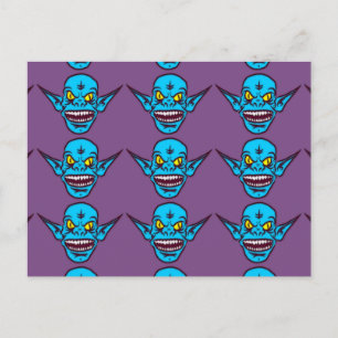 carte postale démon troll zombie bleu