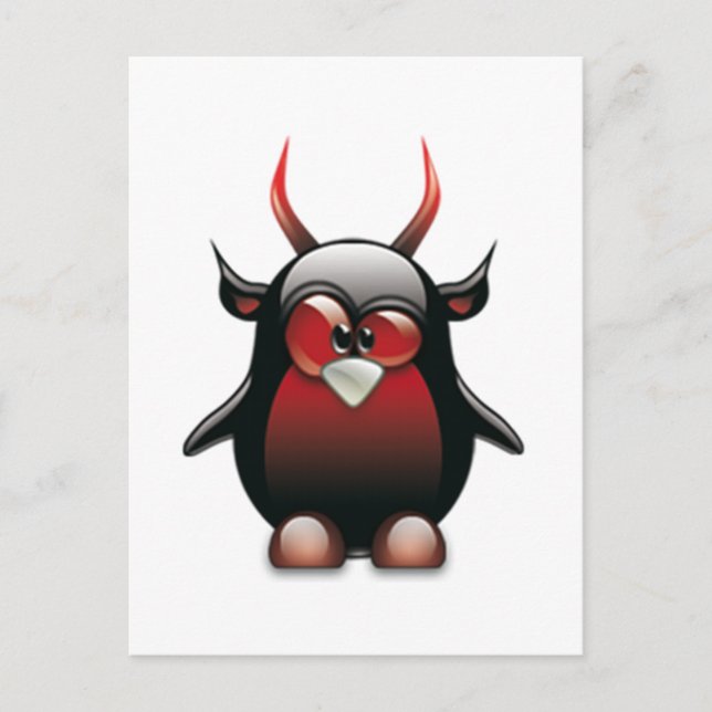Carte Postale Demon Tux (Linux Tux) (Devant)