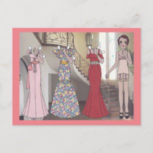 Carte Postale Denise, dame Art déco de 1934