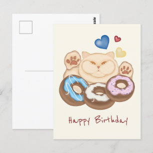 Carte Postale Dent sucrée de chat gras Joyeux anniversaire