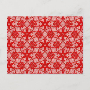 Carte Postale Dentelle antique - rouge foncé et blanc