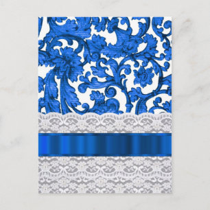 Carte Postale Dentelle bleue et blanche