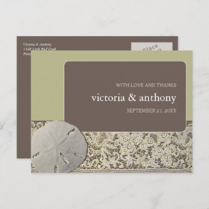 Carte Postale Dentelle de sable, Merci de mariage de plage Vinta