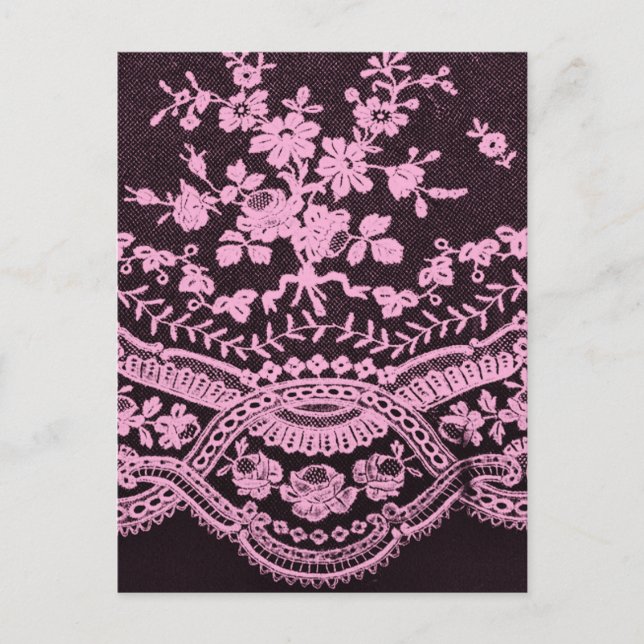 Carte Postale Dentelle Florale Rose Et Brown (Devant)