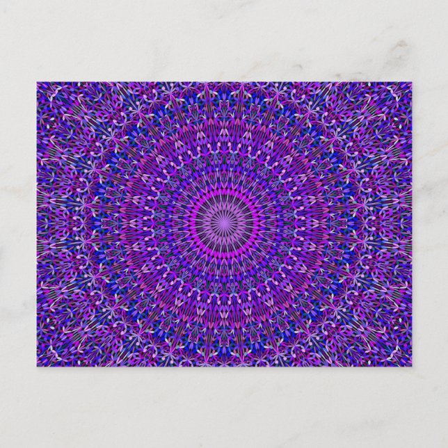 Carte Postale Dentelle Mandala en violet et bleu (Devant)