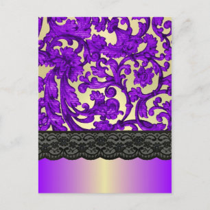Carte Postale Dentelle pourpre et or damée