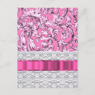 Carte Postale Dentelle rose fleurie motif