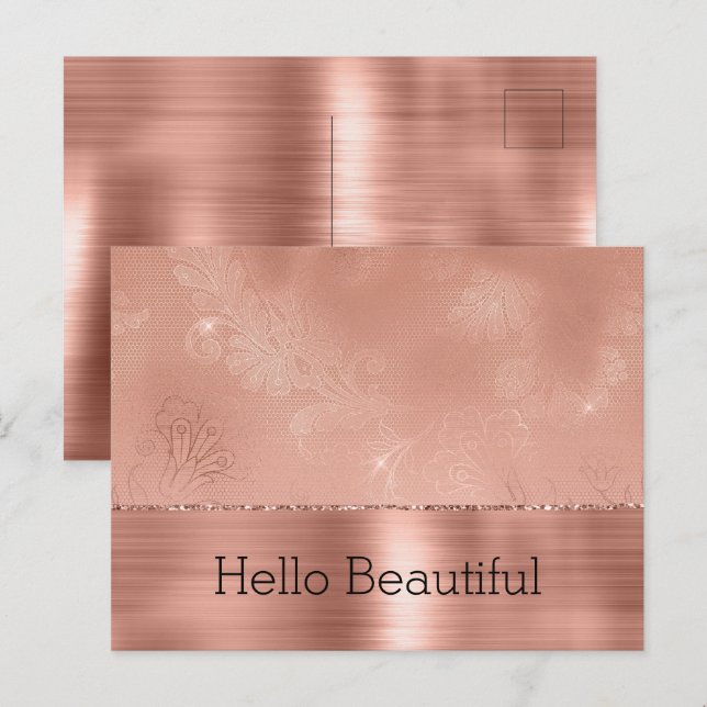 Carte Postale Dentelle rose Gold Girl (Devant / Derrière)