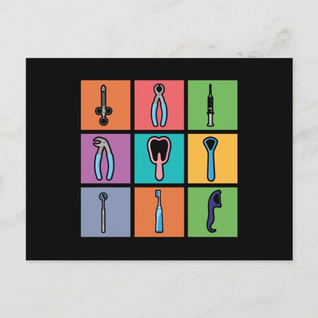 Carte Postale Dentist Outils Pop Art Dentistère Dents Dents Doct (Devant)