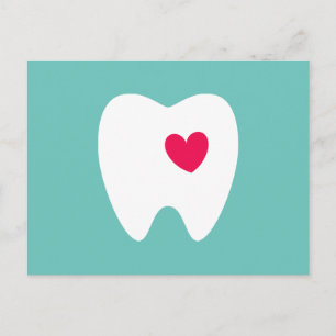 Carte Postale Dentist rendez-vous rappel dent avec coeur turquoi