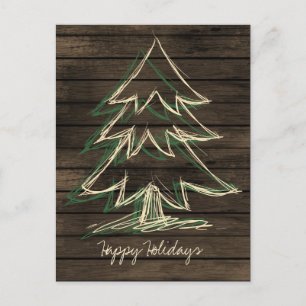 Carte postale d'entreprise en pin rustique en bois