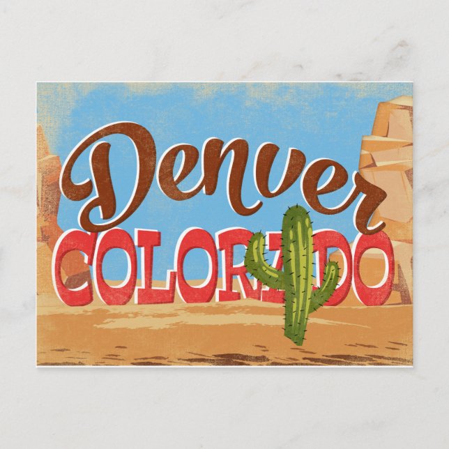 Carte postale Denver Colorado Cartoon Desert Vinta (Devant)