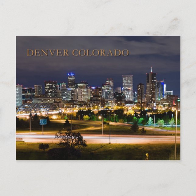 Carte Postale Denver, Colorado la nuit (Devant)