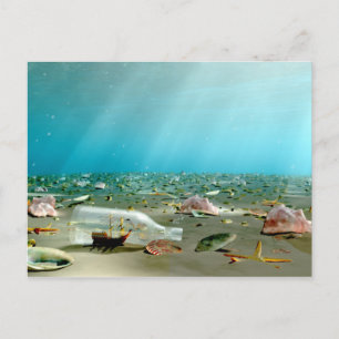 Carte postale d'épave livrée en bouteille
