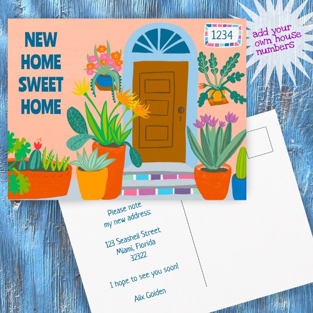 Carte Postale Déplacement Faire-part nouvelle adresse porte avan (Moving Announcement New Address Front Door CUSTOM Postcard Housewarming
Add your own house numbers)
