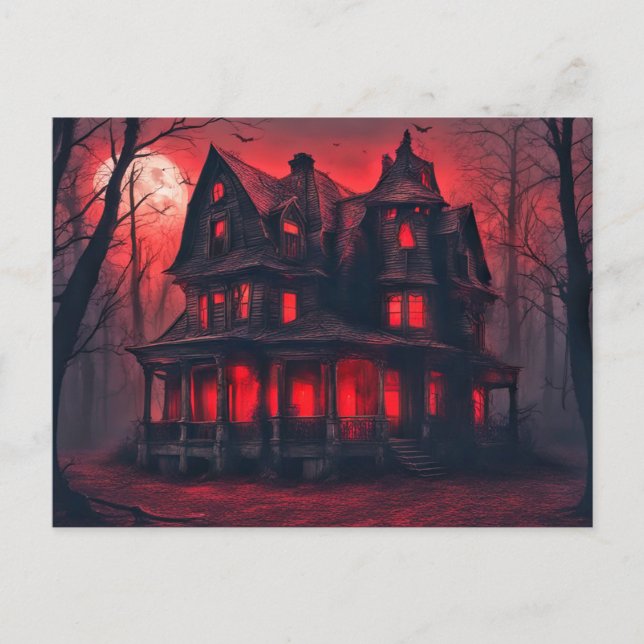Carte Postale Déplaisant Old Mansion Joyeux Halloween (Devant)
