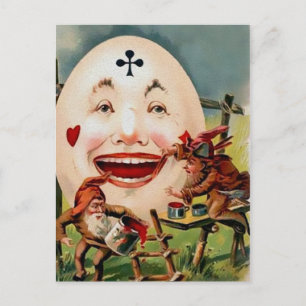 Carte postale Déplaisante vintage face aux oeufs