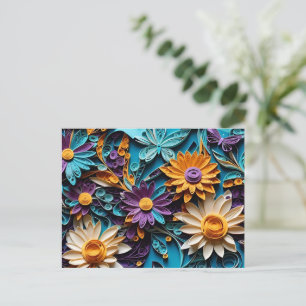 Carte Postale Déplier Le Bonheur Quenté Colorful papier floral A