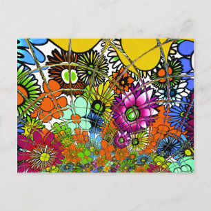 Carte Postale Dernier motif floral Extraordinaire coloré Art