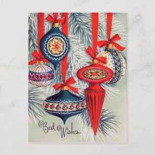 Carte postale des ampoules de Noël rétro vintage