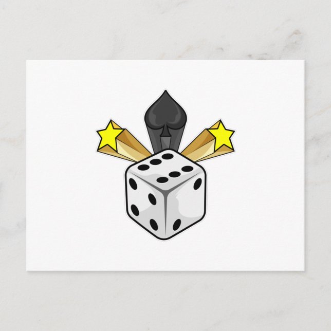Carte Postale Dés au Poker avec des Piques & des Étoiles (Devant)