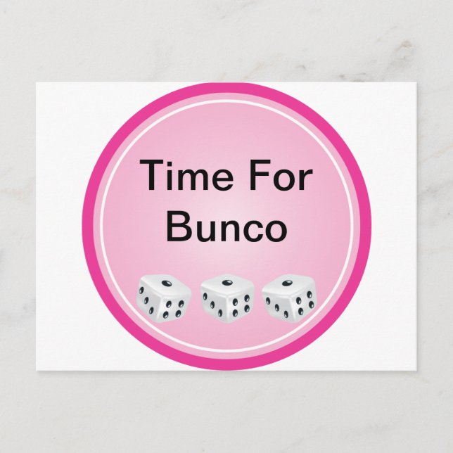 Carte Postale dés avec cercle rose personnalisable (Devant)