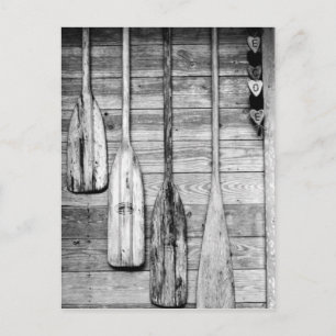 Carte Postale Des avirons sont accrochés sur un hangar en bois à