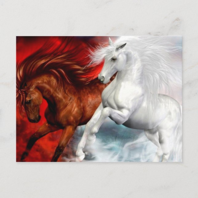 carte postale des chevaux air et feu (Devant)