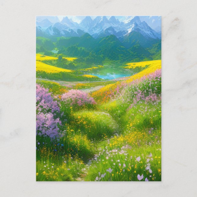 Carte Postale Des couleurs enchanteresses d'une prairie dans la  (Devant)