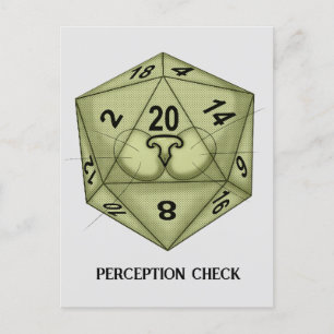 Carte Postale Des dés. Chat. D20. Vérification de la perception